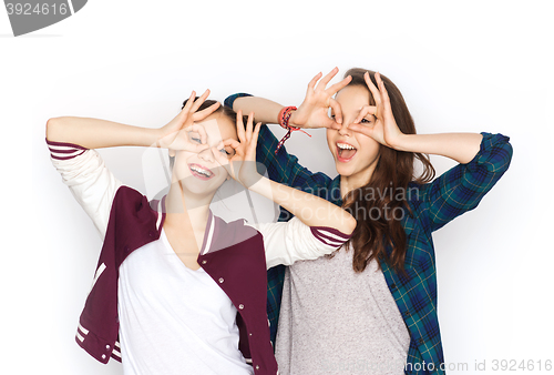 Image of happy smiling pretty teenage girls having fun