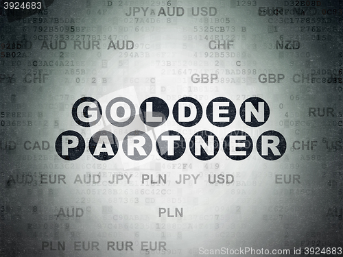 Image of Business concept: Golden Partner on Digital Data Paper background