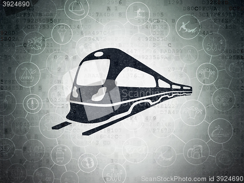 Image of Vacation concept: Train on Digital Data Paper background