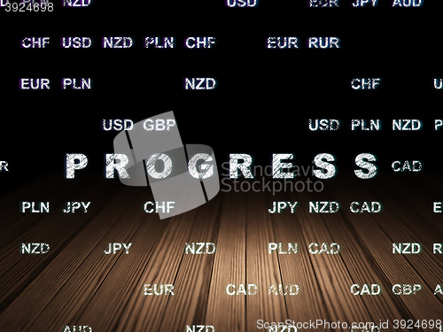 Image of Business concept: Progress in grunge dark room