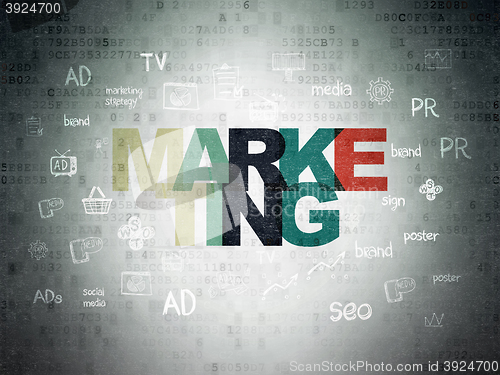 Image of Advertising concept: Marketing on Digital Data Paper background