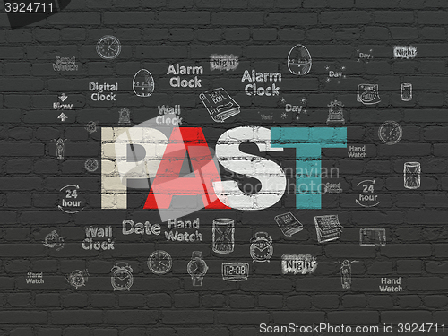 Image of Time concept: Past on wall background