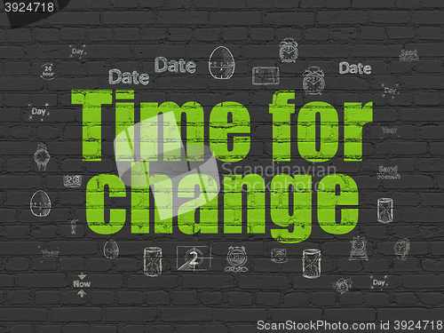 Image of Timeline concept: Time for Change on wall background