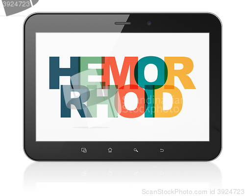 Image of Medicine concept: Tablet Computer with Hemorrhoid on  display