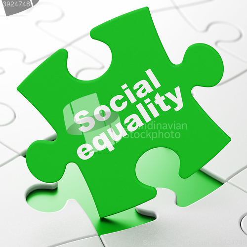 Image of Political concept: Social Equality on puzzle background