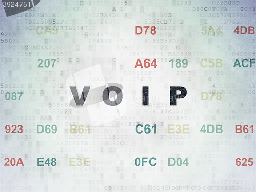 Image of Web development concept: VOIP on Digital Data Paper background