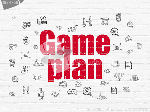 Image of Finance concept: Game Plan on wall background