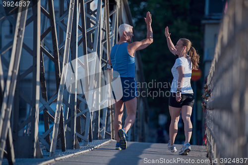 Image of couple congratulate and happy to finish