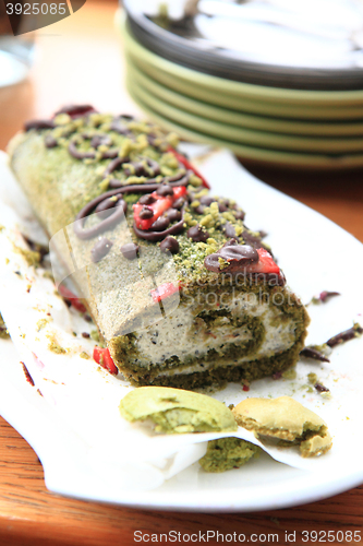 Image of pistachio roulade dessert