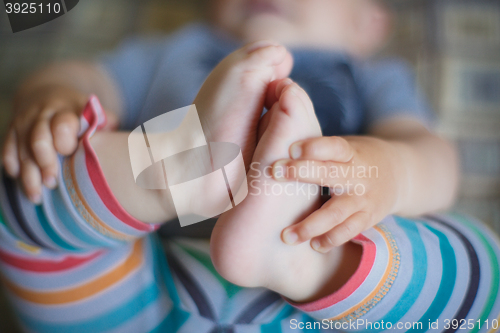 Image of feet girls in striped pants