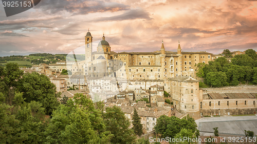 Image of Urbino Marche Italy at evening time