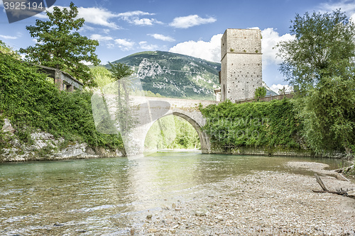 Image of old stone bridge at Frasassi Marche Italy