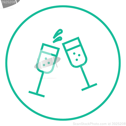 Image of Two glasses of champaign line icon.