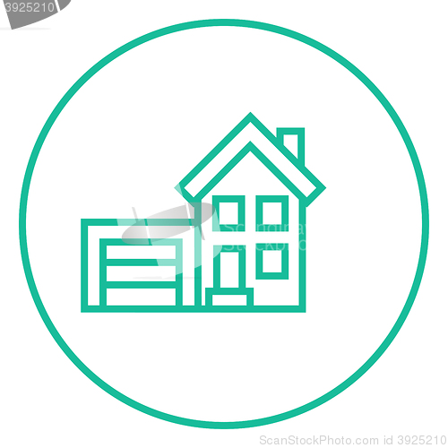 Image of House with garage line icon.