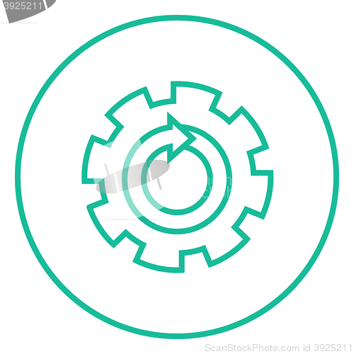 Image of Gear wheel with arrow line icon.