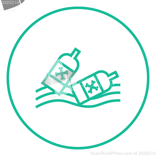 Image of Bottles floating in water line icon.