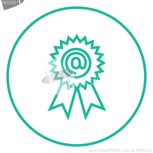 Image of Award with at sign line icon.