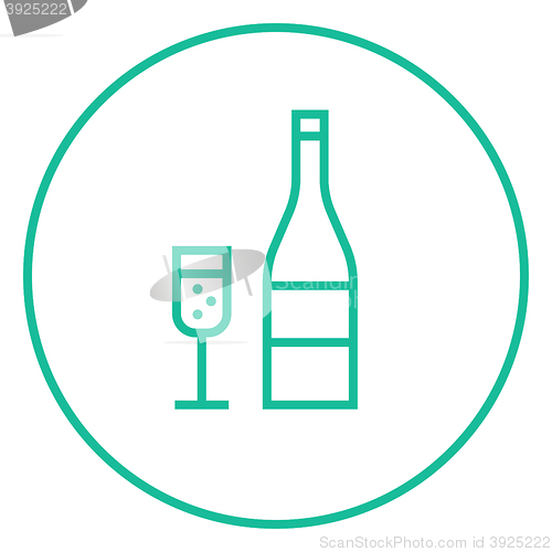 Image of Bottle of champaign and glass line icon.