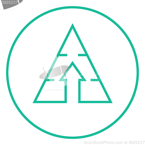 Image of Pyramid with arrow up line icon.