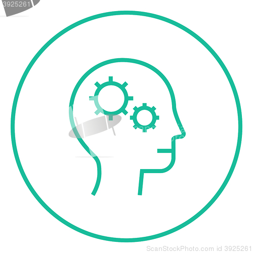 Image of Human head with gear line icon.