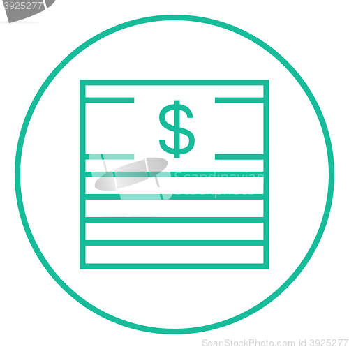 Image of Stack of dollar bills line icon.