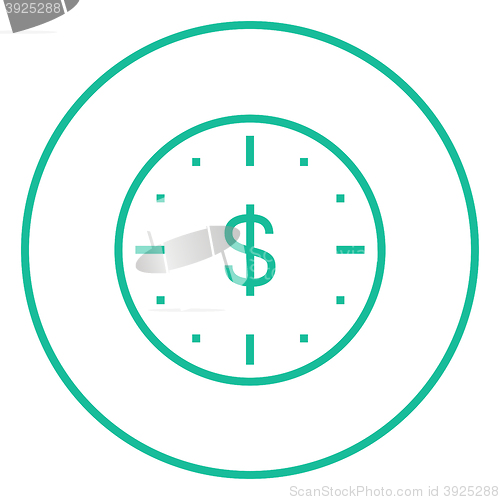 Image of Wall clock with dollar symbol line icon.