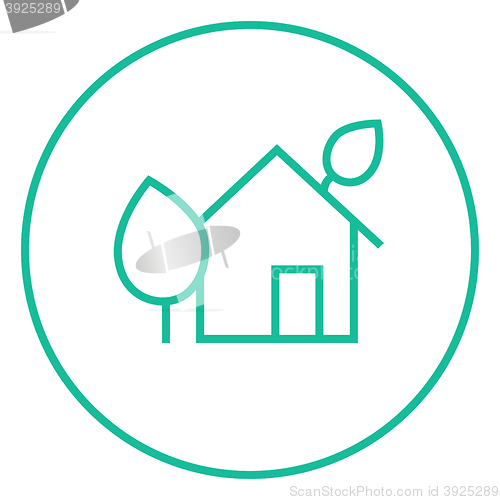 Image of Eco-friendly house line icon.