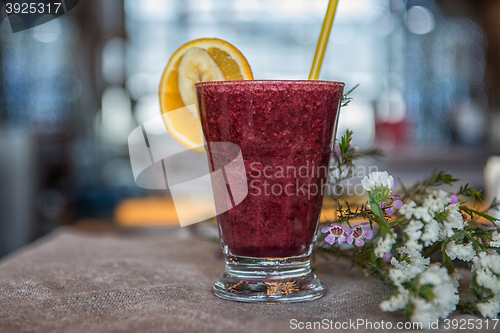 Image of smoothie from blueberry banana and orange juice