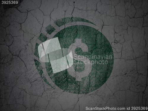 Image of Currency concept: Dollar Coin on grunge wall background