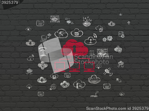 Image of Cloud technology concept: Cloud Network on wall background