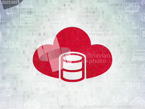 Image of Database concept: Database With Cloud on Digital Data Paper background