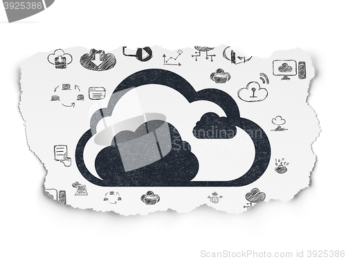 Image of Cloud networking concept: Cloud on Torn Paper background