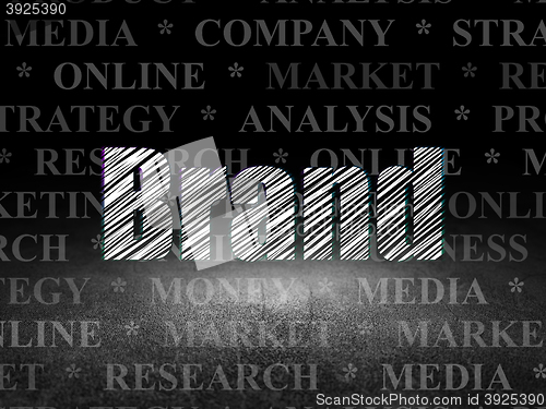 Image of Marketing concept: Brand in grunge dark room