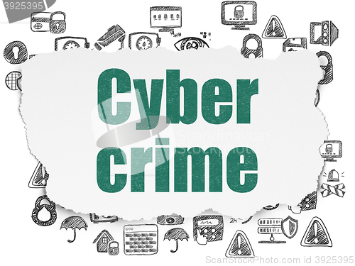 Image of Protection concept: Cyber Crime on Torn Paper background