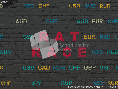 Image of Finance concept: Rat Race on wall background