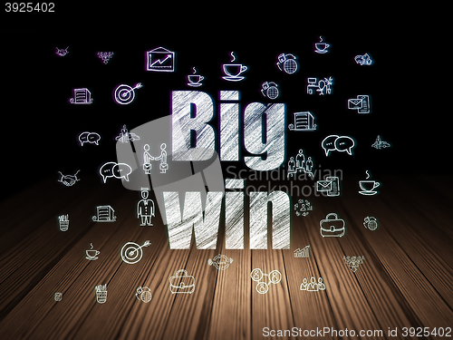 Image of Business concept: Big Win in grunge dark room