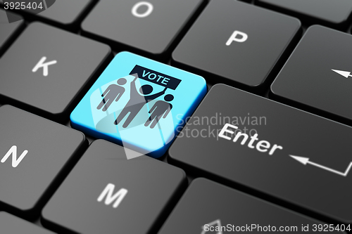 Image of Politics concept: Election Campaign on computer keyboard background