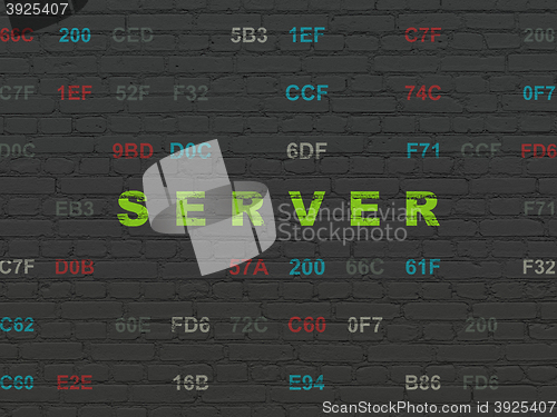 Image of Web development concept: Server on wall background