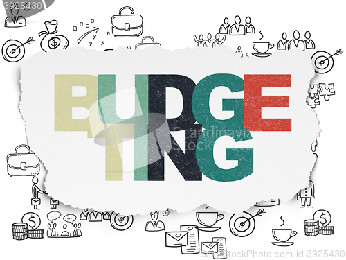 Image of Finance concept: Budgeting on Torn Paper background