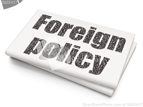 Image of Politics concept: Foreign Policy on Blank Newspaper background