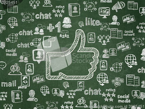 Image of Social network concept: Thumb Up on School board background