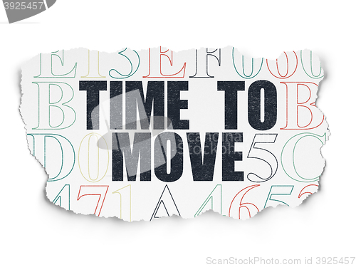 Image of Time concept: Time to Move on Torn Paper background