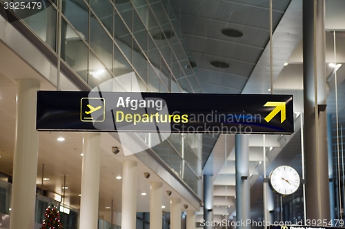 Image of Departures airport sign