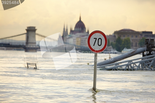 Image of Flooded street with sign