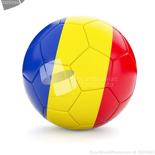 Image of Soccer football ball with Romania flag