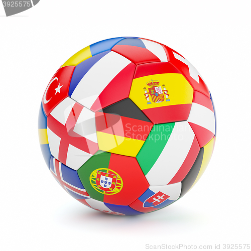 Image of Soccer football ball with Europe countries flags