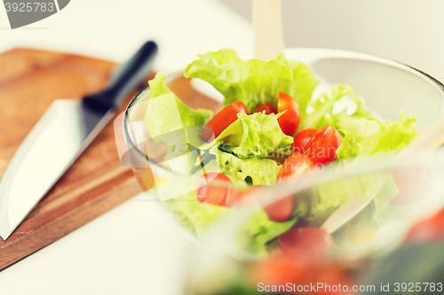 Image of close up of vegetable salad with cherry tomato