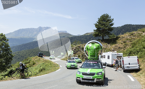 Image of Skoda Caravan in Pyrenees Mountains - Tour de France 2015