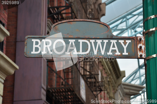 Image of Street sign on the corner of Broadway