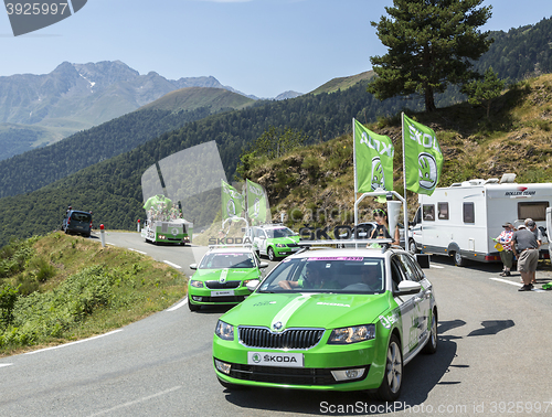 Image of Skoda Caravan in Pyrenees Mountains - Tour de France 2015